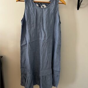 Sleeveless Light Blue Linen made in Italy Shift Dress size L